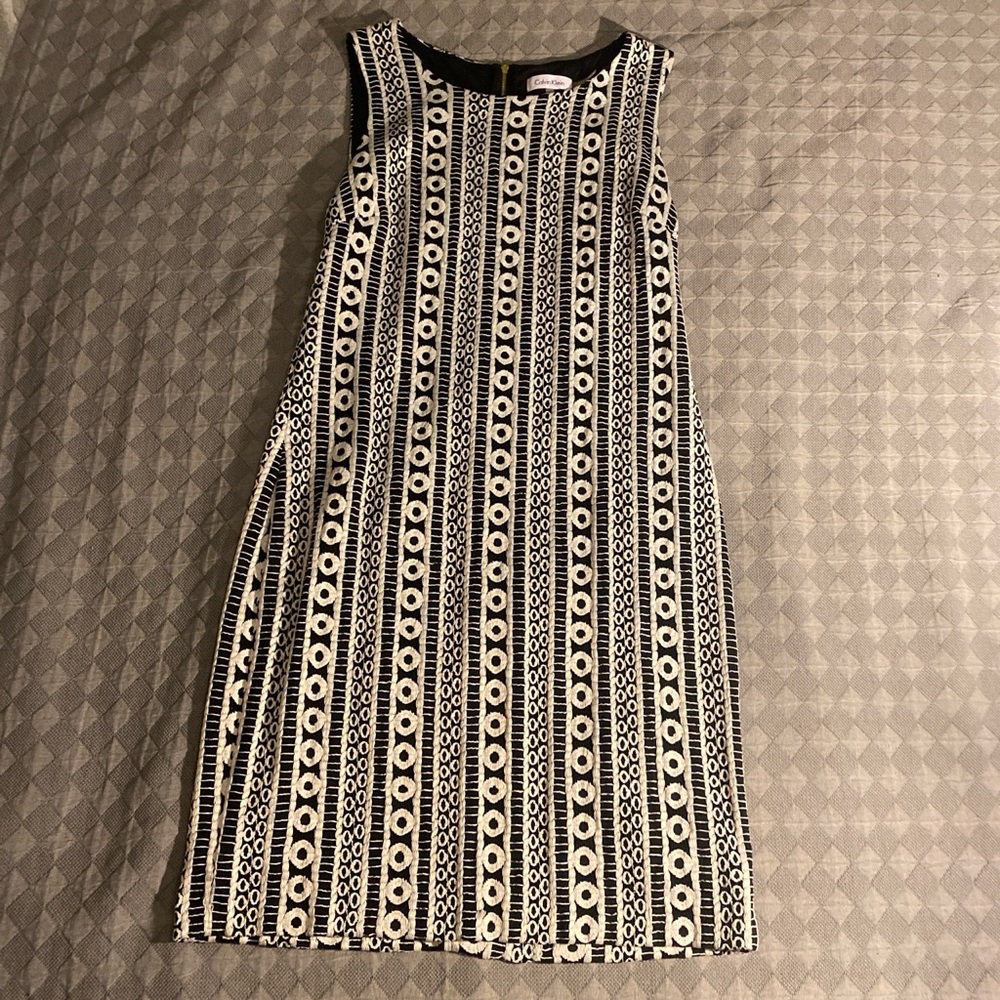 Calvin Klein Black and White Patterned Mini Dress